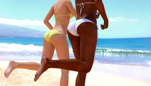 Running into sea Stock Illustration