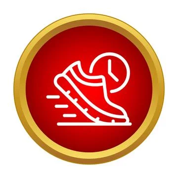 Running shoe with clock concept showing speed and time Illustrazione stock