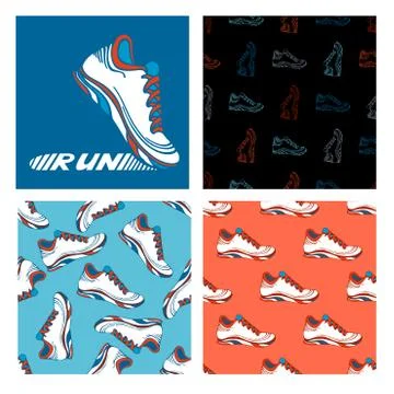 Running shoe designs. Stock Illustration