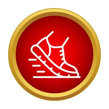 Running shoe moving fast icon in red circle Stockillustratie