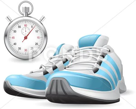 Running shoes and stopwatch Stock Illustration