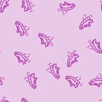Running shoes line vector seamless pattern イラスト素材