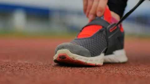 Running shoes on treadmill getting ready for the start Stock Footage 63913563