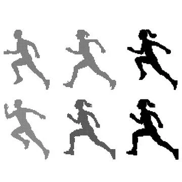 Running Silhouettes Collection  Six Dynamic Runners in Motion Perfect for S.. Stock Illustration