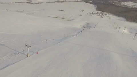 Running ski lift and the slope. Stock Footage 59594174