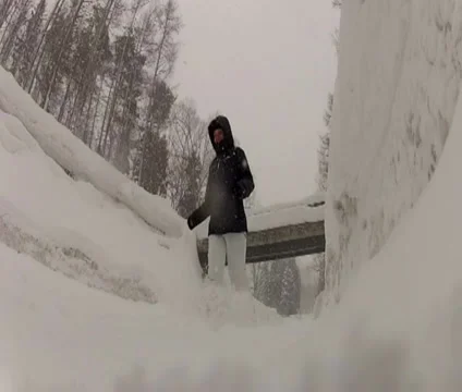 Running in the snow Stock Footage 33606699