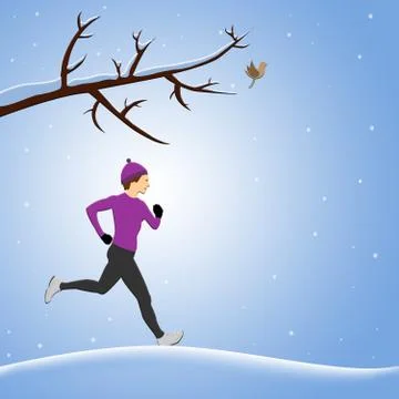 Running in snow Stock Illustration