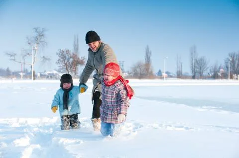 Running in the snow Stock Photos