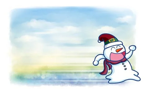 Running Snowman. Stock Illustration