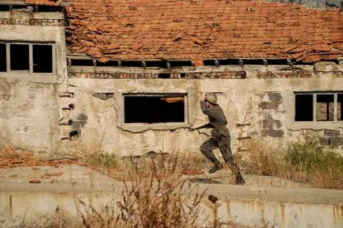 Running soldier Foto stock
