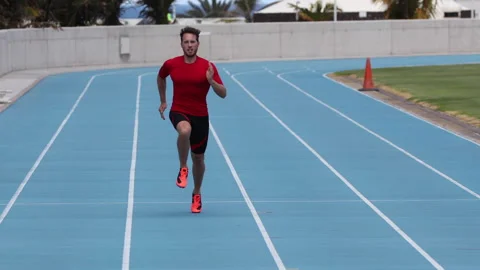 Running sprinter man sprint training on Stock Video Pond5