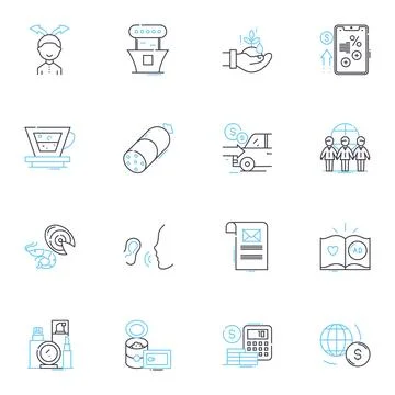 Running sprinting linear icons set. Speed, Endurance, Power, Agility, Effort Stock Illustration