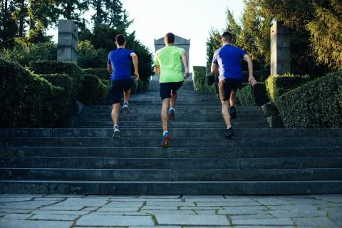 Running up the staircase Stock Photos