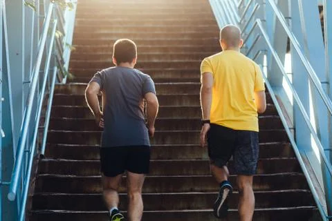 Running up the staircase Stock Photos