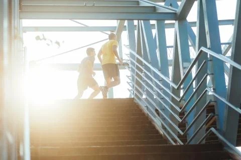 Running up the staircase Stock Photos