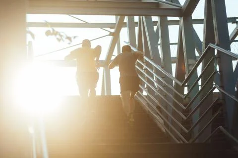 Running up the staircase Stock Photos