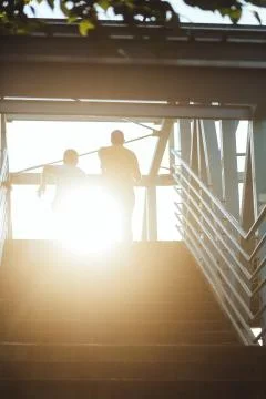 Running up the staircase Foto stock