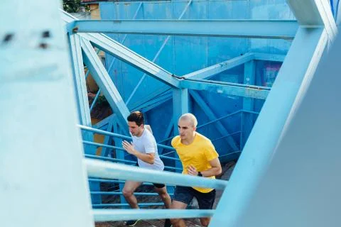 Running up the staircase Stock Photos
