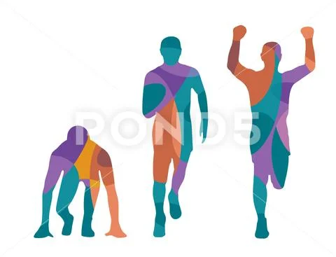 Running step. Runner from start to finish. Stock Illustration