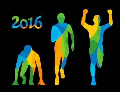 Running step. Runner from start to finish Illustrazione stock