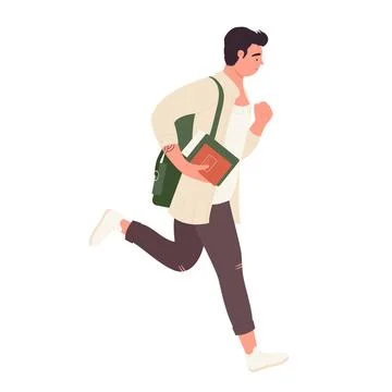 Running student boy Stock Illustration