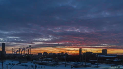 Running sunset clouds and city skyline; time lapse Stock Footage 102669228