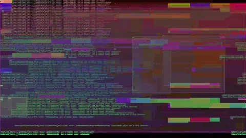 Running text with multicolored glitch effect. Hacker code. Video stock 309090294