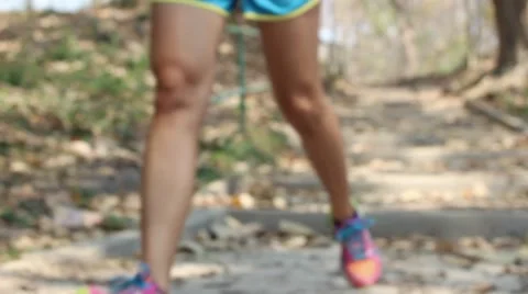 Running Thai Woman In A Park Stock Footage