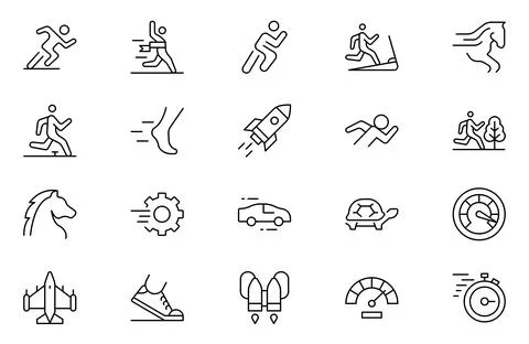 Running Thin Line Icons - Editable Stroke - Icons Include A Runner, Runners.. Stock Illustration