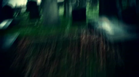 Running through broken gravestones 1 Stock Footage 318878