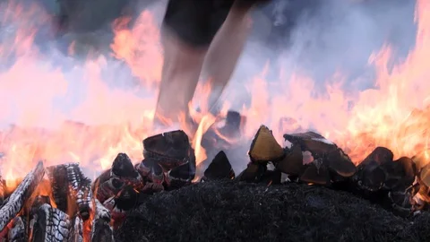 Running through fire Stock Footage 114810758