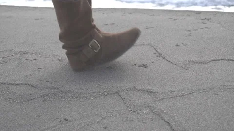Running through the wet sand. Close-up Stock Footage 89778938