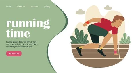 Running time landing page. Creative web site Stock Illustration