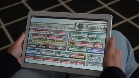 Running Total Display Showing Current United States Gross National Debt. US.. Video stock 321009055