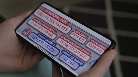 Running Total Display Showing Current United States Gross National Debt. US.. Video stock 326927122