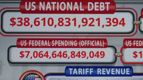 Running Total Display Showing Current United States Gross National Debt. US.. Stock Footage 326935334