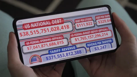 Running Total Display Showing Current United States Gross National Debt. US.. Stock Footage 328469516