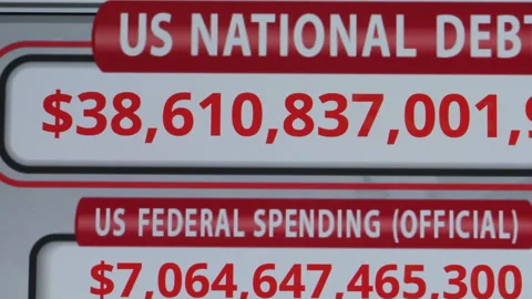 Running Total Display Showing Current United States Gross National Debt. US.. Stock Footage 328469531