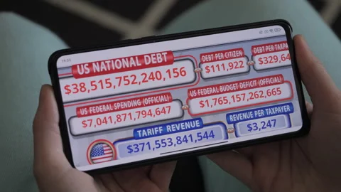 Running Total Display Showing Current United States Gross National Debt. US.. Video stock 330809456