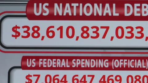 Running Total Display Showing Current United States Gross National Debt. US.. Stock-Footage 330877968