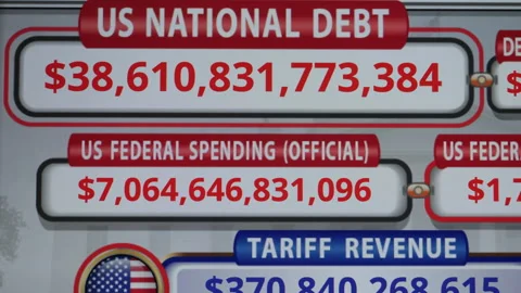 Running Total Display Showing Current United States Gross National Debt. US.. Video stock 330878002