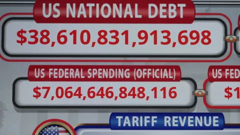Running Total Display Showing Current United States Gross National Debt. US.. Video stock 332794839