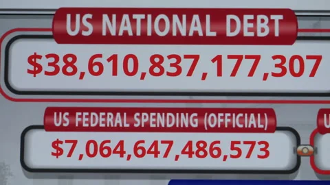 Running Total Display Showing Current United States Gross National Debt. US.. Video stock 332795412
