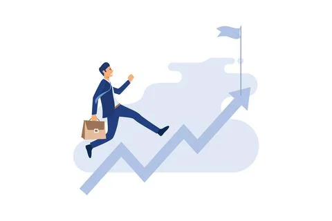 Running towards the goal. Business vector illustration Stock Illustration