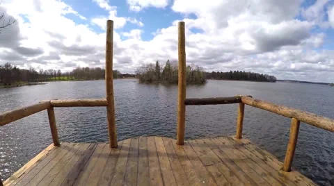 Running towards lake 스톡 동영상 68160992