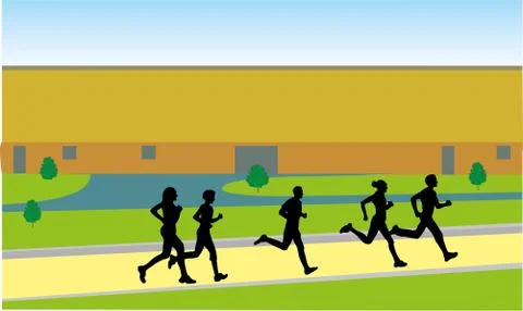 RUNNING IN THE TOWN Illustrazione stock