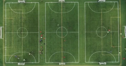 Running track and corner kick at the football stadium, color is orange brick Stock Footage 278470482