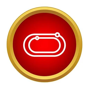 Running track icon on red round button Stock Illustration