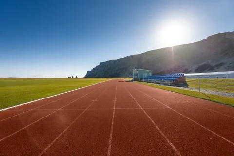 Running track outdoors Stock Photos