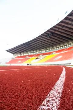 Running track in stadium Stock Photos